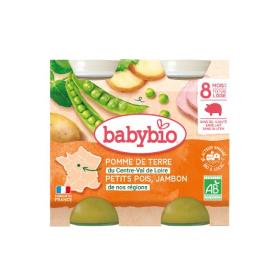BABYBIO Pomme de terre, petits pois, jambon dès 8 mois pots 2x200g