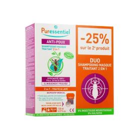 PURESSENTIEL Anti-poux shampooing masque traitant 2en1 lot 2x150ml