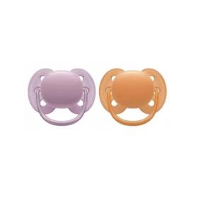 AVENT Ultra soft 2 sucettes orthodontiques orange mauve 6-18 mois