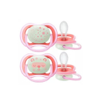 AVENT Ultra air nighttime 2 sucettes orthodontiques rose 6-18 mois