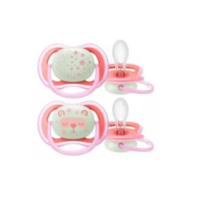 AVENT Ultra air nighttime 2 sucettes orthodontiques rose 6-18 mois