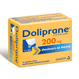 DOLIPRANE 200mg poudre pour solution buvable 12 sachets-dose