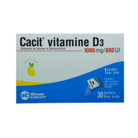 WARNER CHILCOTT FRANCE Cacit vitamine D3 1000mg/880 UI granulés effervescents pour solution buvable en 30 sachets