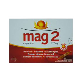COOPER Mag 2 sans sucre 122mg/10ml solution buvable en 30 ampoules édulcorées à la saccharine sodique