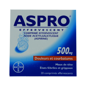 BAYER Aspro 500 effervescent 20 comprimés effervescents