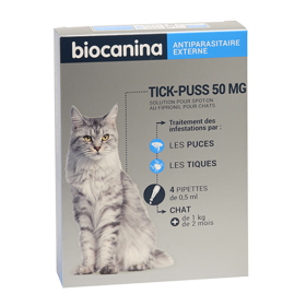 BIOCANINA Tick-puss 50mg chat 4 pipettes