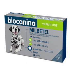 BIOCANINA Milbetel 12,5 mg/125 mg chien 2 comprimés pélliculés