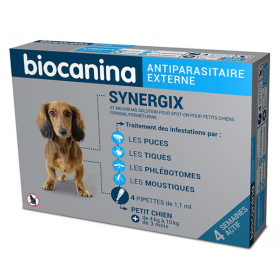 BIOCANINA Synergix solution spot-on petit chien 4 pipettes