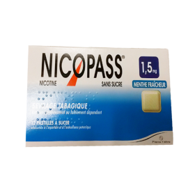 NICOPASS Menthe fraicheur sans sucre 12 pastilles 1,5mg