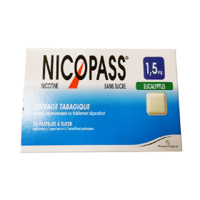 NICOPASS Sans sucre eucalyptus 36 pastillles 1,5mg