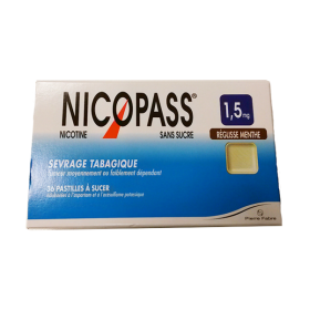 NICOPASS Réglisse menthe sans sucre 36 pastilles 1,5mg