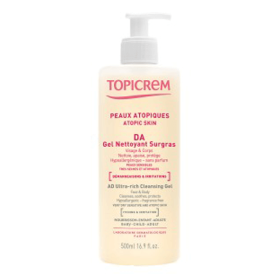 TOPICREM DA gel nettoyant surgras visage et corps 500ml