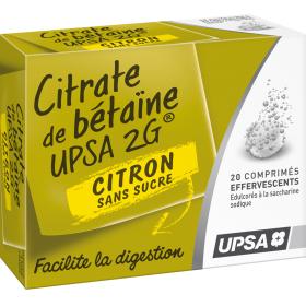 UPSA Citrate de bétaïne 2g citron sans sucre 20 comprimés effervescents