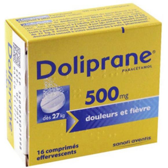 Doliprane 500mg 16 comprimés effervescents dans Maux de tête sur Pharmarket