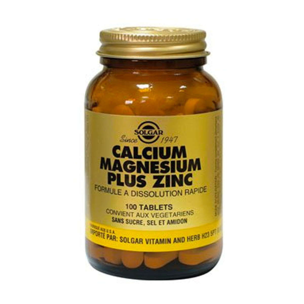 SOLGAR Calcium magnésium plus zinc 100 tablets Parapharmacie Pharmarket
