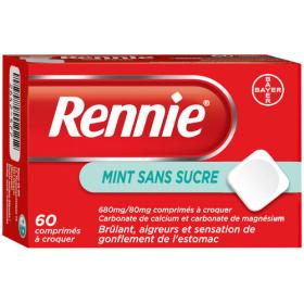 BAYER Rennie sans sucre 60 comprimés à croquer