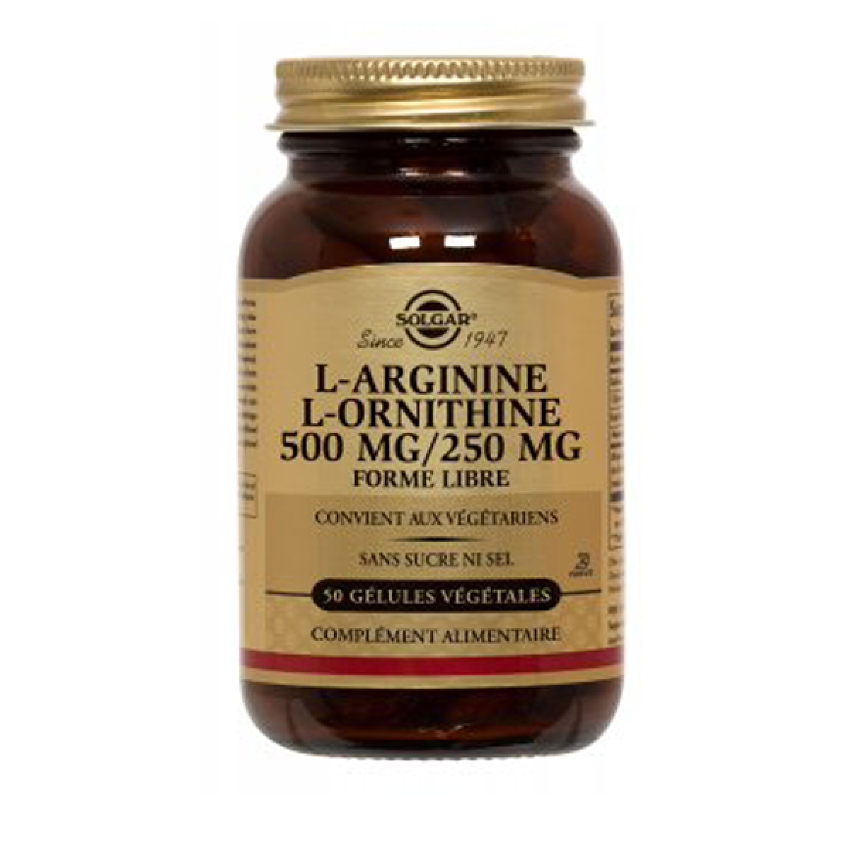 SOLGAR Larginine lornithine 500mg/250mg 50 gélules végétales